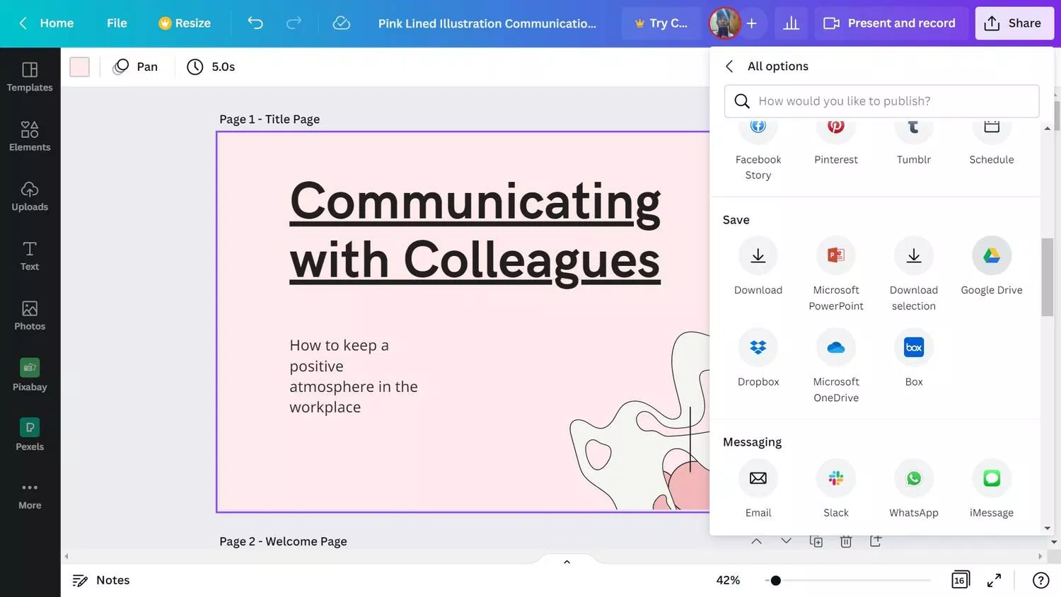 Lưu bản thiết kế Canva vào Google Drive (Ảnh: Internet)