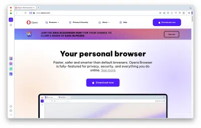 Trình duyệt Opera hiển thị trang chủ Opera trên máy Mac (Ảnh: Internet) Trình duyệt Opera hiển thị trang chủ Opera trên máy Mac (Ảnh: Internet)