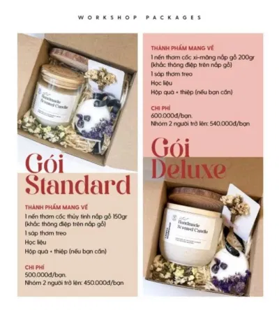 Gói tham gia worshop nến ở Nến Thơm Heny Garden