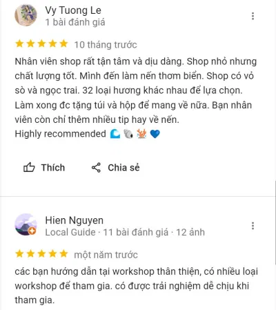 Đánh giá của khách hàng về workshop Đánh giá của khách hàng về workshop