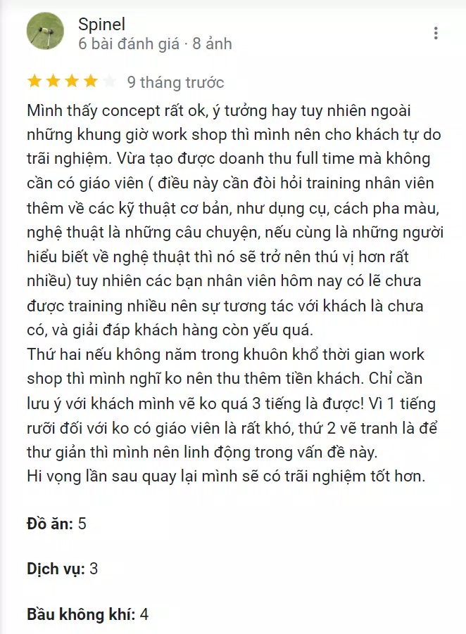 Đánh giá của khách hàng đã tham gia workshop(Nguồn: BlogAnChoi)