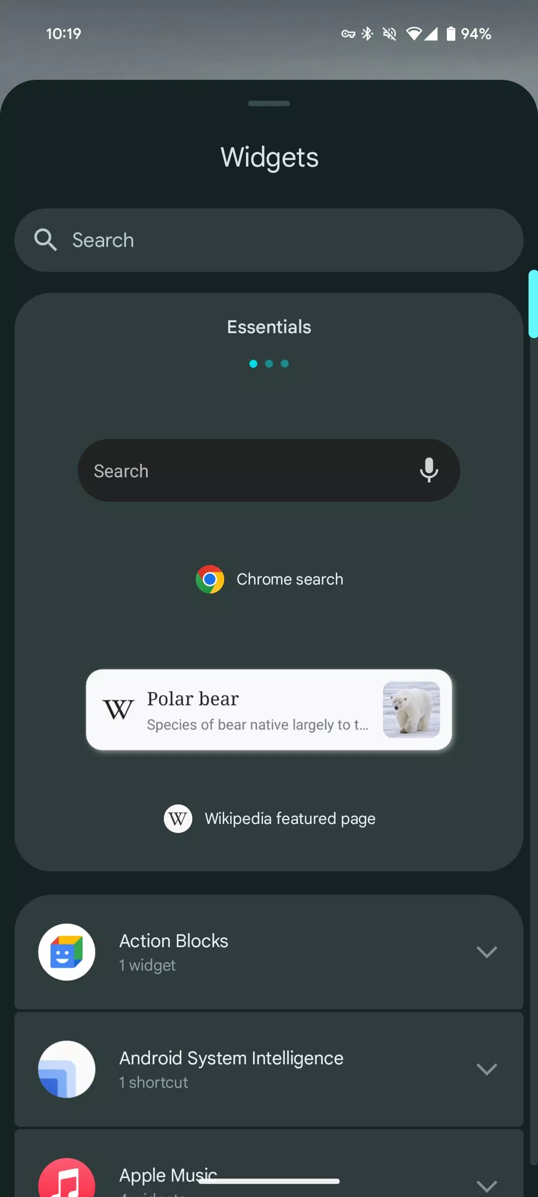 phiên bản Beta 2 của Android 15, Google đã cập nhật bảng Widgets với một phần mới, nơi người dùng có thể tìm thấy các widgets được đề xuất bởi hệ thống (Ảnh: Internet)