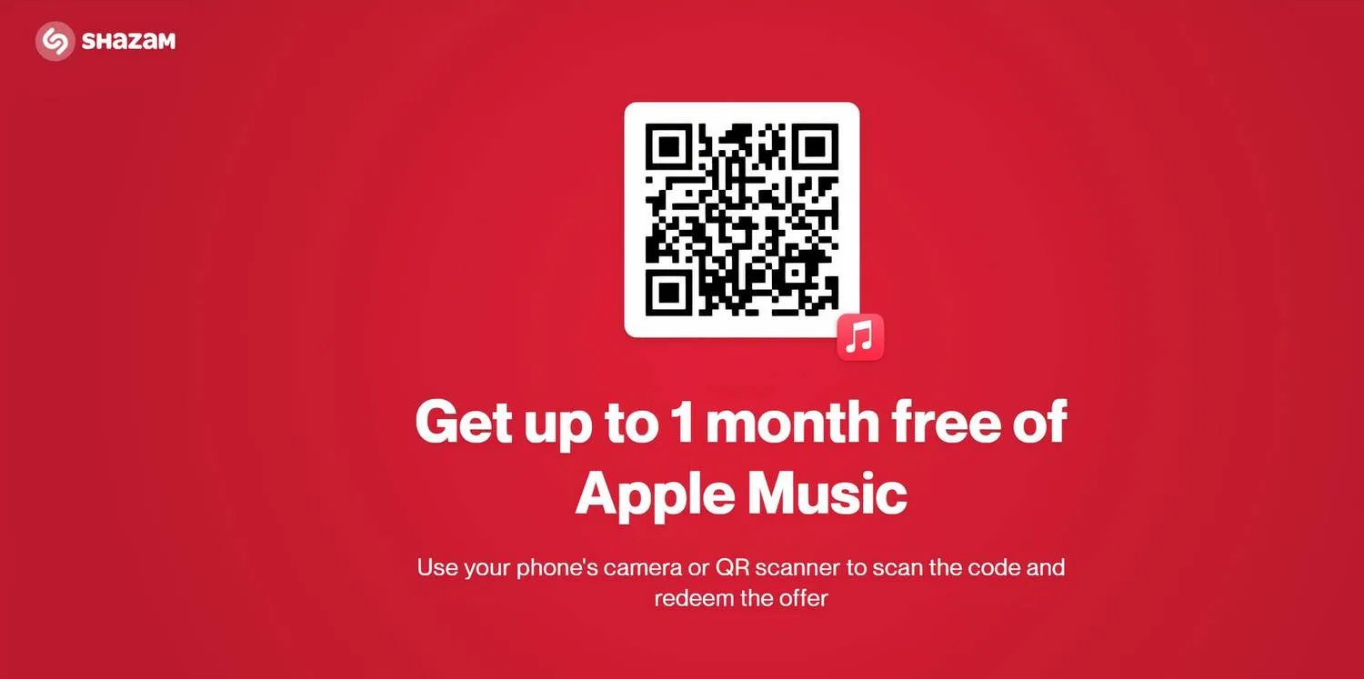 Shazam ưu đãi dùng thử miễn phí Apple Music trong 1 tháng (Ảnh: Internet) Shazam ưu đãi dùng thử miễn phí Apple Music trong 1 tháng (Ảnh: Internet)