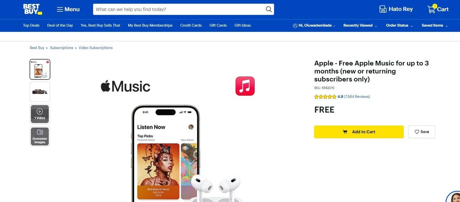 Đăng ký dùng thử miễn phí 3 tháng Apple Music trên Best Buy (Ảnh: Internet) Đăng ký dùng thử miễn phí 3 tháng Apple Music trên Best Buy (Ảnh: Internet)