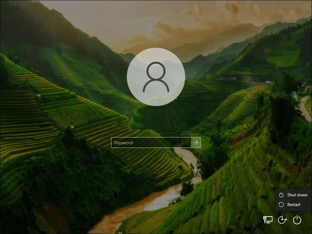 Màn hình đăng nhập Windows 10 với tùy chọn khởi động lại (Ảnh: Internet) Màn hình đăng nhập Windows 10 với tùy chọn khởi động lại (Ảnh: Internet)