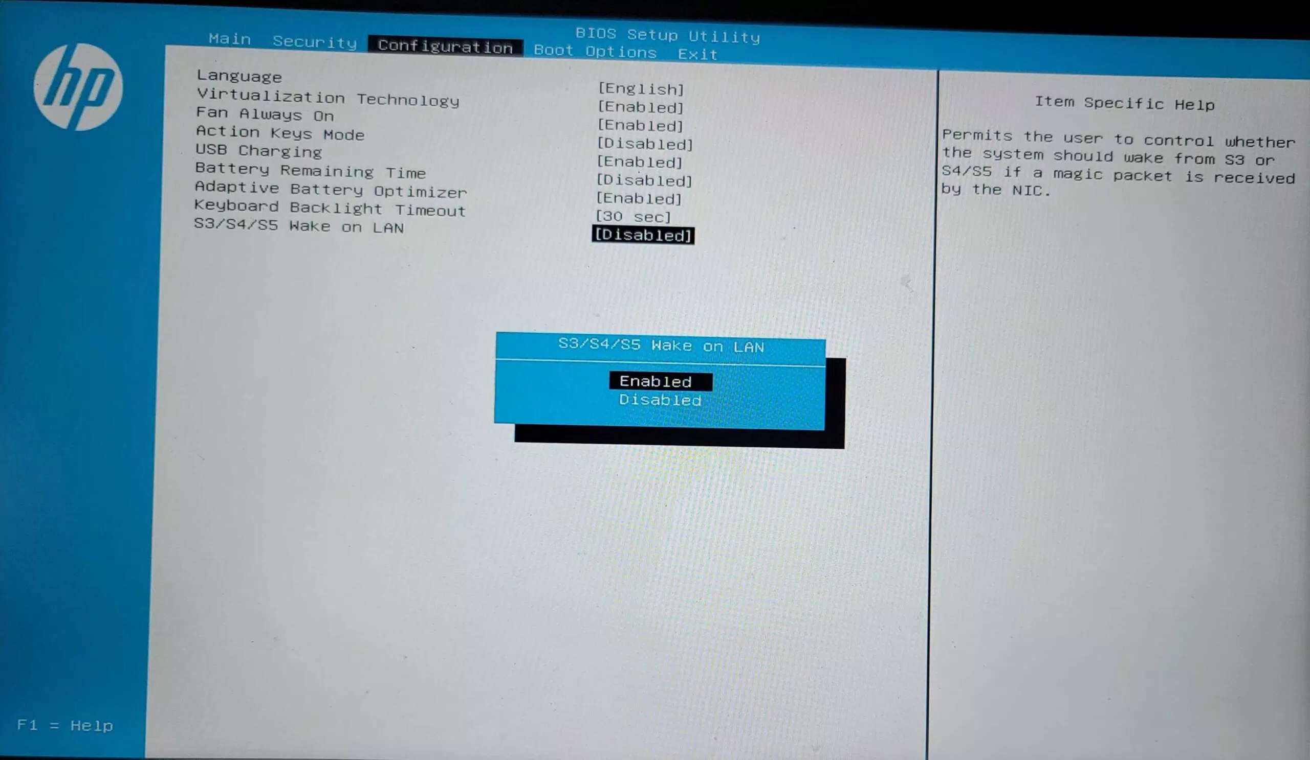Thiết lập phần mềm cơ sở UEFI trên laptop HP Pavillion (Ảnh: Internet)