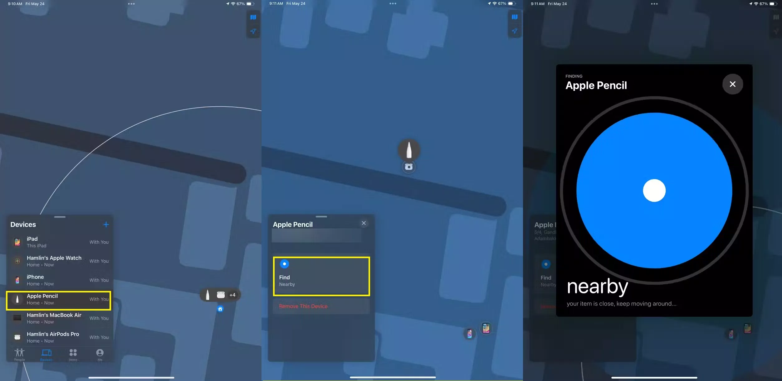Sử dụng Find My để tìm Apple Pencil Pro (Ảnh: Internet)