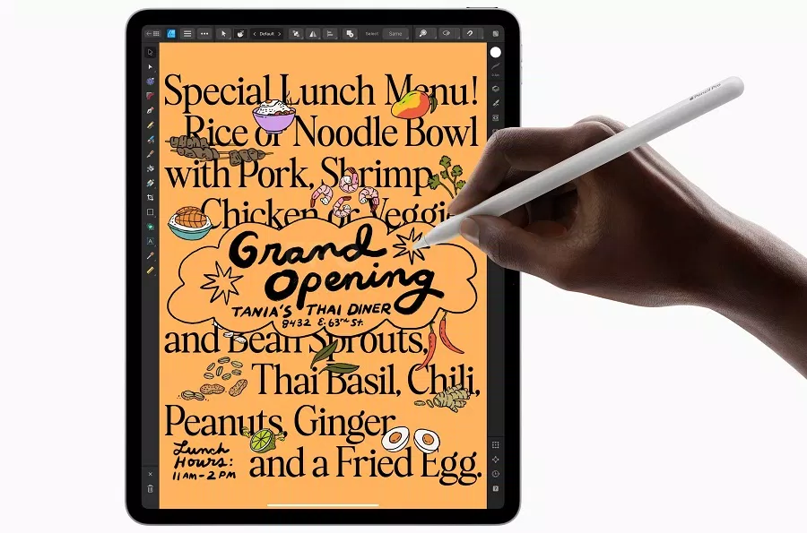 Vẽ tay trên iPad Air bằng bút cảm ứng Apple Pencil (Ảnh: Internet)