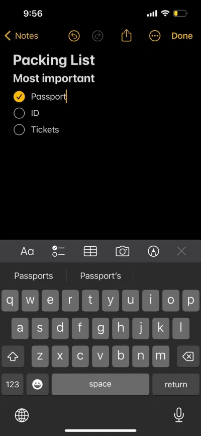 Tạo danh sách checklist trong ứng dụng Ghi chú của iPhone (Ảnh: Internet) Tạo danh sách checklist trong ứng dụng Ghi chú của iPhone (Ảnh: Internet)