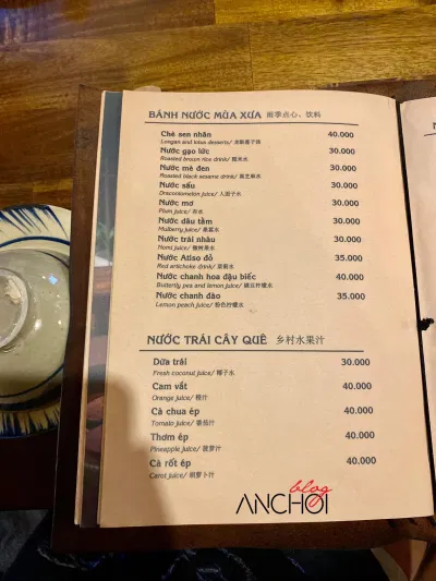 Menu của nhà hàng Ớt Hiểm (nguồn: BlogAnChoi)