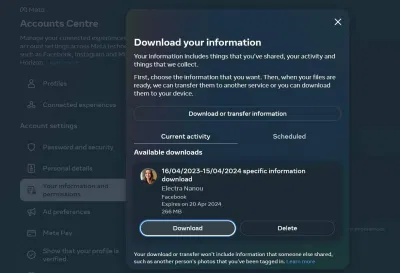 Tải dữ liệu Facebook của bạn về máy tính (Ảnh: Internet) Tải dữ liệu Facebook của bạn về máy tính (Ảnh: Internet)