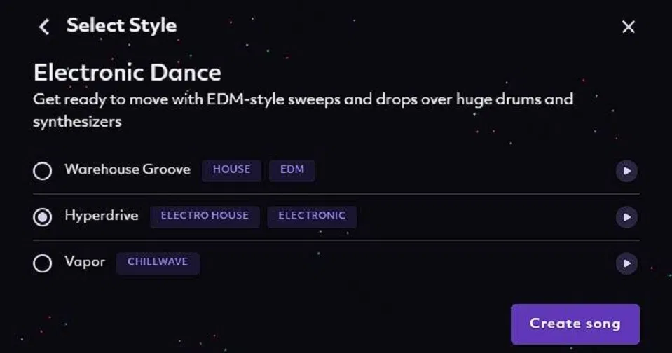 Chọn thể loại nhạc trong Boomy (Ảnh: Internet) Chọn thể loại nhạc trong Boomy (Ảnh: Internet)