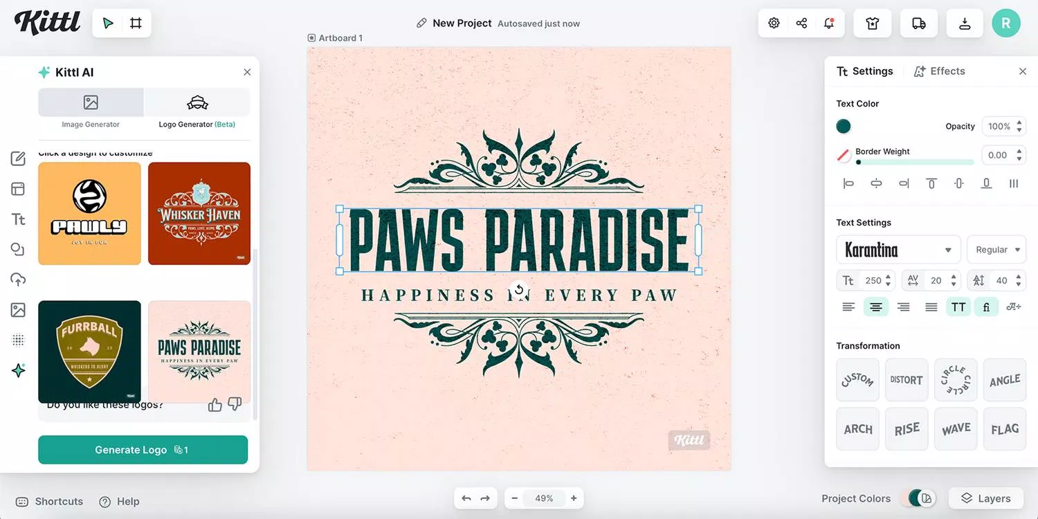 Công cụ Kittl tạo logo bằng AI (Ảnh: Internet) Công cụ Kittl tạo logo bằng AI (Ảnh: Internet)