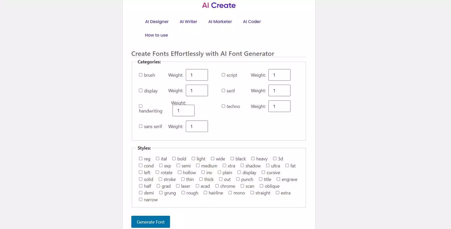 Trang web chính thức của AI Create (Ảnh: Internet)