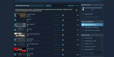 Bộ lọc tìm kiếm theo giá trên Steam (Ảnh: Internet) Bộ lọc tìm kiếm theo giá trên Steam (Ảnh: Internet)
