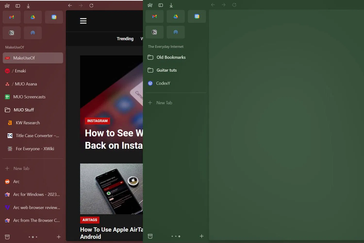 Tính năng Space của trình duyệt Arc trên Windows (Ảnh: Internet) Tính năng Space của trình duyệt Arc trên Windows (Ảnh: Internet)