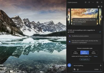 Hình ảnh preview của Copilot trong Windows 11 (Ảnh: Internet) Hình ảnh preview của Copilot trong Windows 11 (Ảnh: Internet)