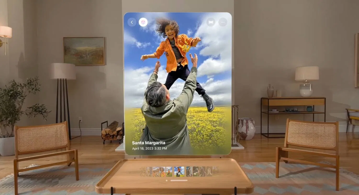 Chế độ xem hình ảnh không gian trên kính Vision Pro của Apple (Ảnh: Internet) Chế độ xem hình ảnh không gian trên kính Vision Pro của Apple (Ảnh: Internet)