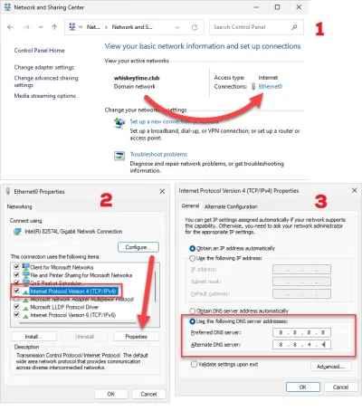 Cách đổi DNS trên Win 11 bằng Control Panel (Ảnh: Internet)