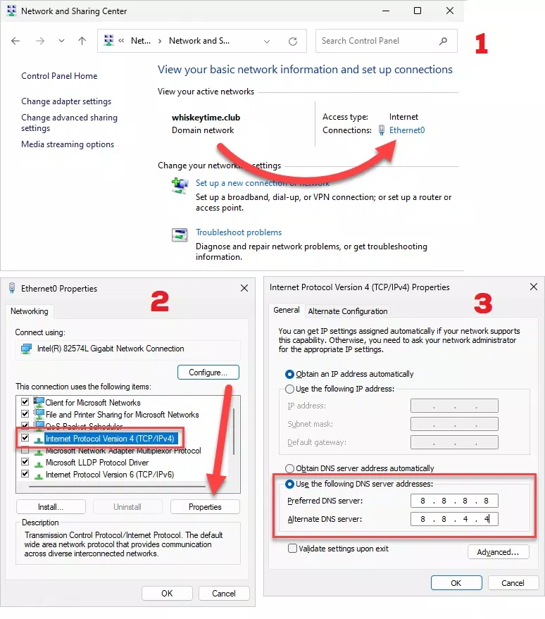 Cách đổi DNS trên Win 11 bằng Control Panel (Ảnh: Internet)