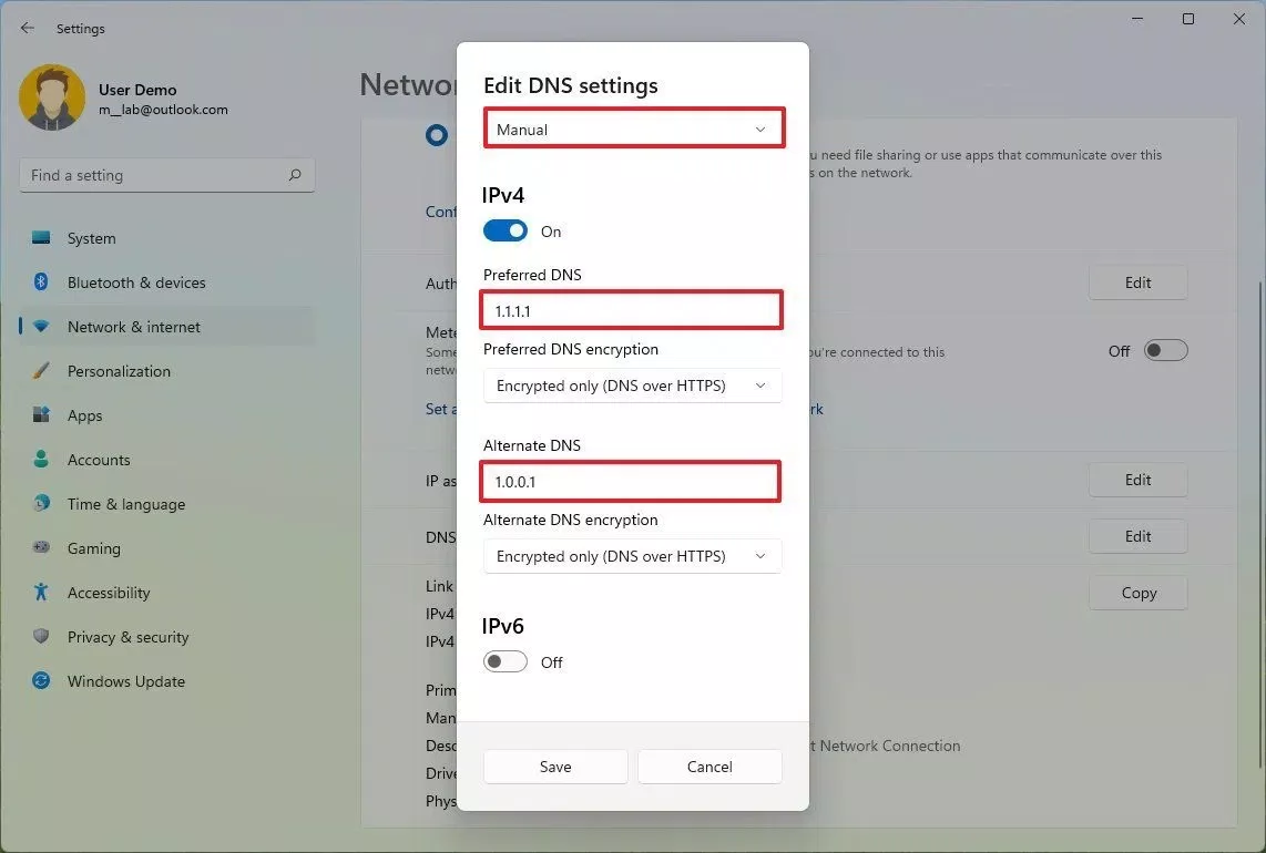 Cách đổi DNS trong Windows 11 bằng setting (Ảnh: Internet)