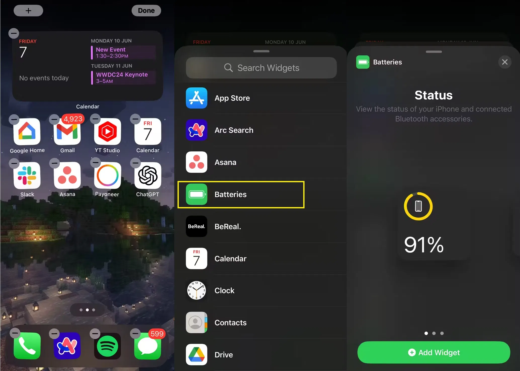 Kiểm tra pin AirPods bằng tiện ích Pin