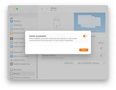 Cài đặt chuột trong macOS để tăng tốc con trỏ (Ảnh: Internet) Cài đặt chuột trong macOS để tăng tốc con trỏ (Ảnh: Internet)