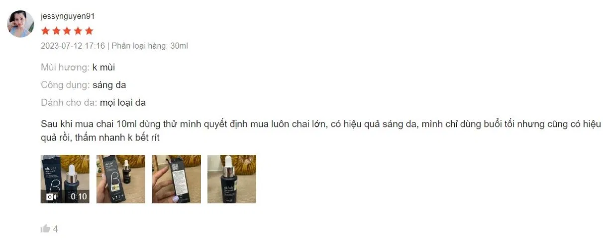 Đánh giá của người dùng về serum oh! oh! Skin Health Serum (Nguồn: Internet)