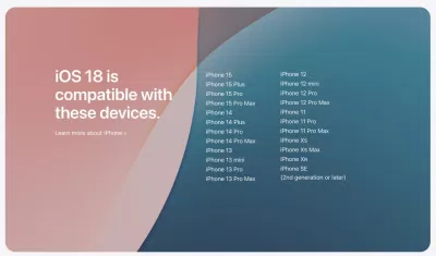 Danh sách iPhone được cập nhật iOS 18 (Ảnh: Internet)