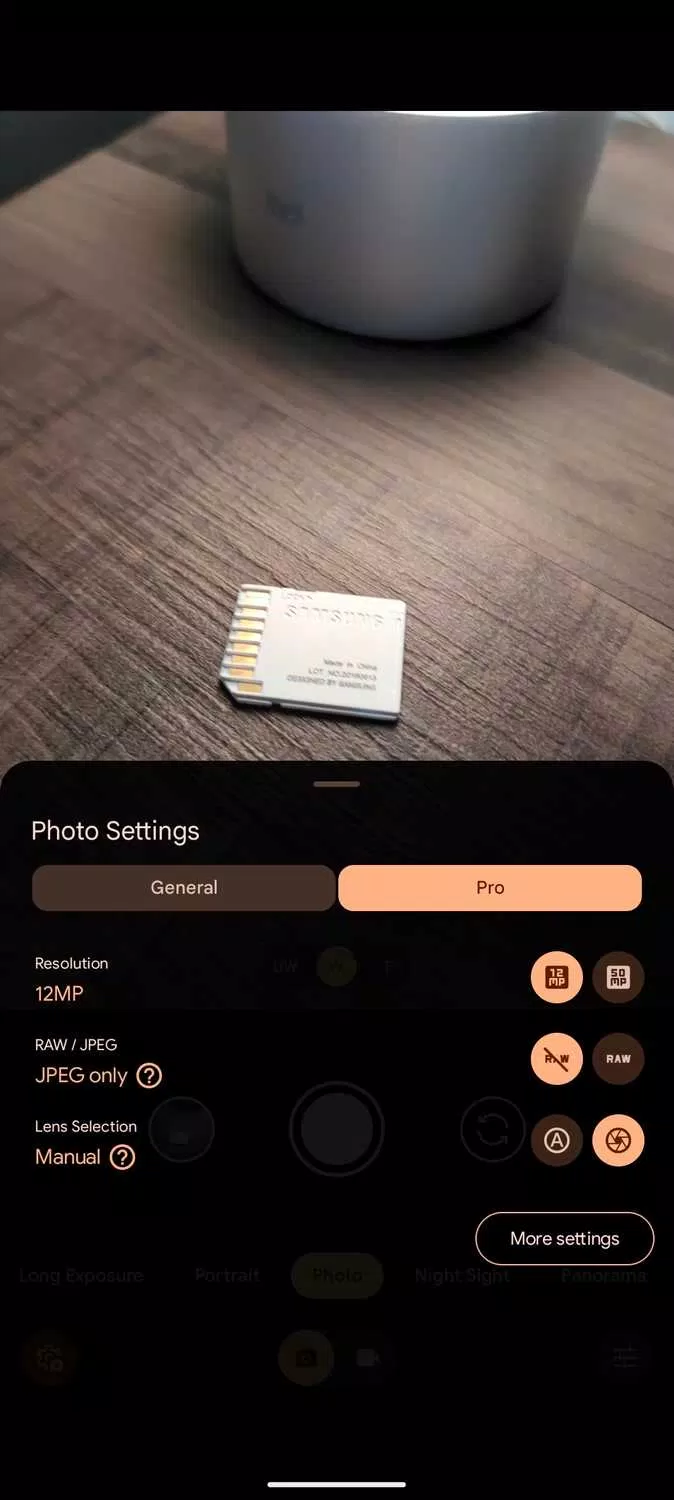 Chế độ Pro trong camera của điện thoại Pixel (Ảnh: Internet) Chế độ Pro trong camera của điện thoại Pixel (Ảnh: Internet)