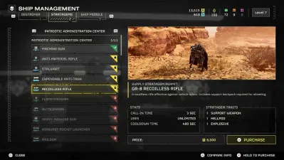 Menu vũ khí trong game Helldivers 2 (Ảnh: Internet) Menu vũ khí trong game Helldivers 2 (Ảnh: Internet)