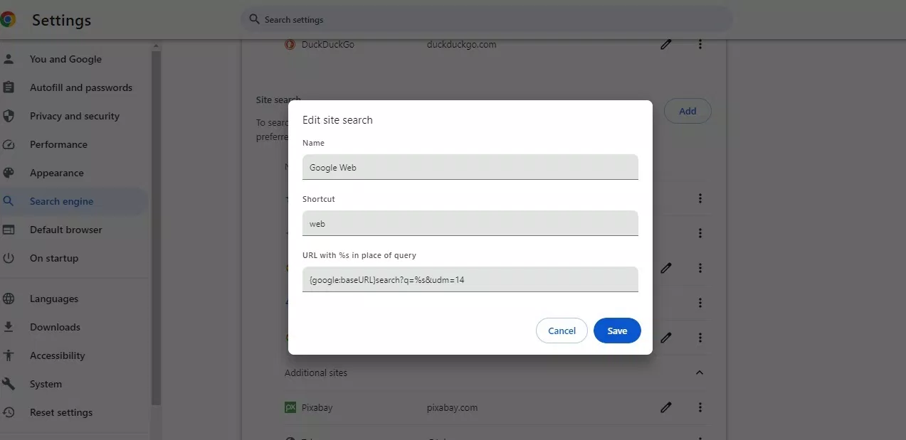 Công cụ tìm kiếm tùy chỉnh trong trình duyệt Chrome (Ảnh: Internet) Công cụ tìm kiếm tùy chỉnh trong trình duyệt Chrome (Ảnh: Internet)