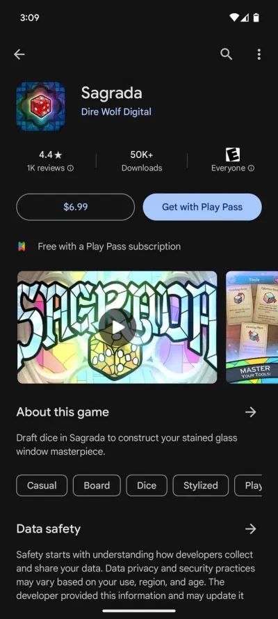 Tùy chọn chơi game Sagrada với Google Play Pass (Ảnh: Internet) Tùy chọn chơi game Sagrada với Google Play Pass (Ảnh: Internet)