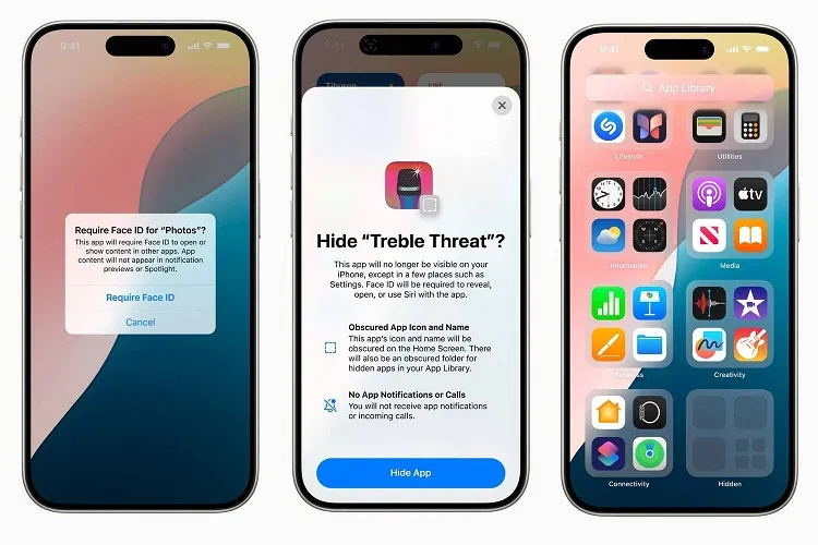 Tính năng ẩn và khóa ứng dụng trong iOS 18 (Ảnh: Internet) Tính năng ẩn và khóa ứng dụng trong iOS 18 (Ảnh: Internet)