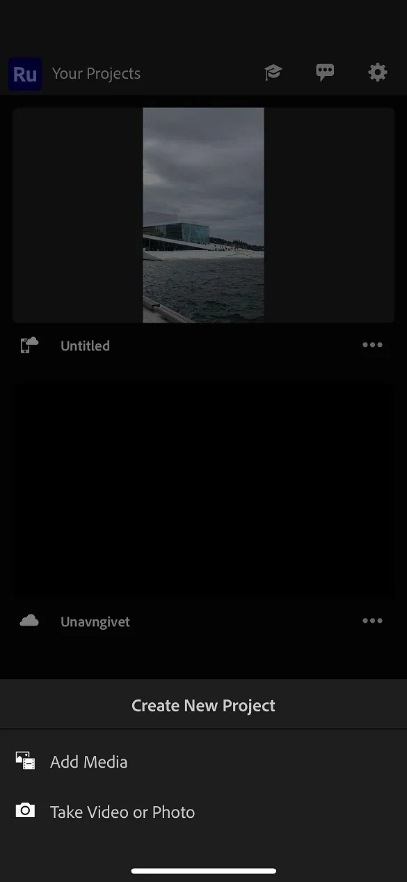 Tạo dự án video trong ứng dụng Premiere Rush (Ảnh: Internet) Tạo dự án video trong ứng dụng Premiere Rush (Ảnh: Internet)