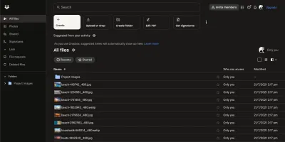 Màn hình chính của nền tảng lưu trữ Dropbox (Ảnh: Internet) Màn hình chính của nền tảng lưu trữ Dropbox (Ảnh: Internet)