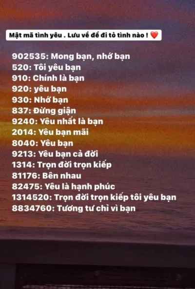 101 mật mã tình yêu Tiktok hot nhất 2024