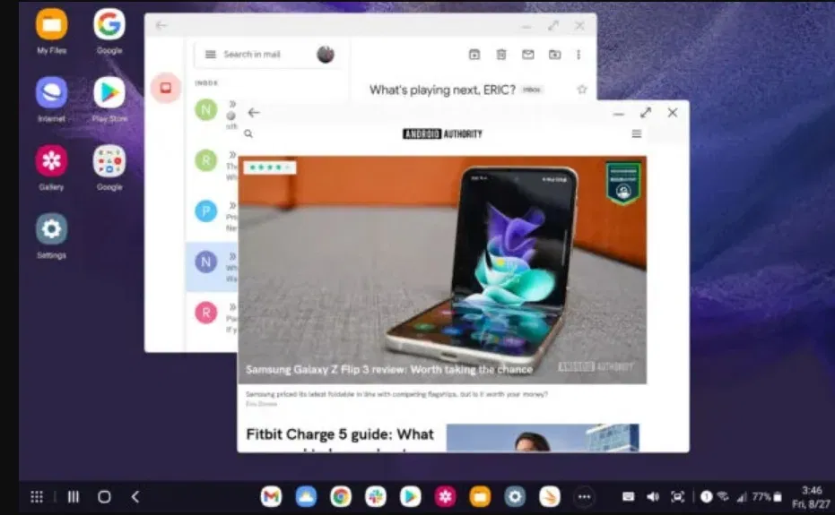 Màn hình Galaxy Tab S7 FE với các ứng dụng đang mở (Ảnh: Internet) Màn hình Galaxy Tab S7 FE với các ứng dụng đang mở (Ảnh: Internet)