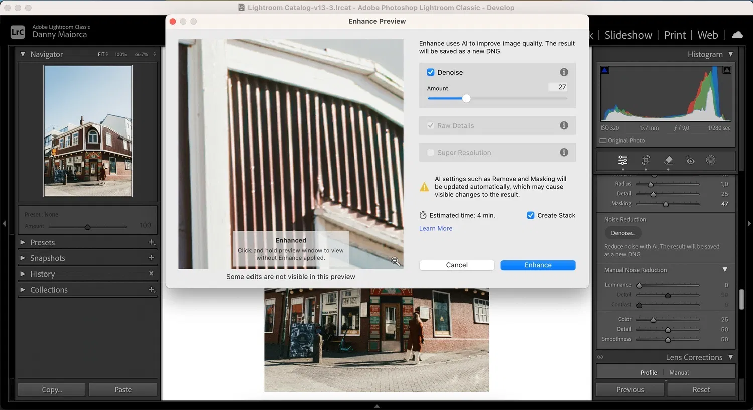 Công cụ khử nhiễu trong Adobe Lightroom (Ảnh: Internet) Công cụ khử nhiễu trong Adobe Lightroom (Ảnh: Internet)