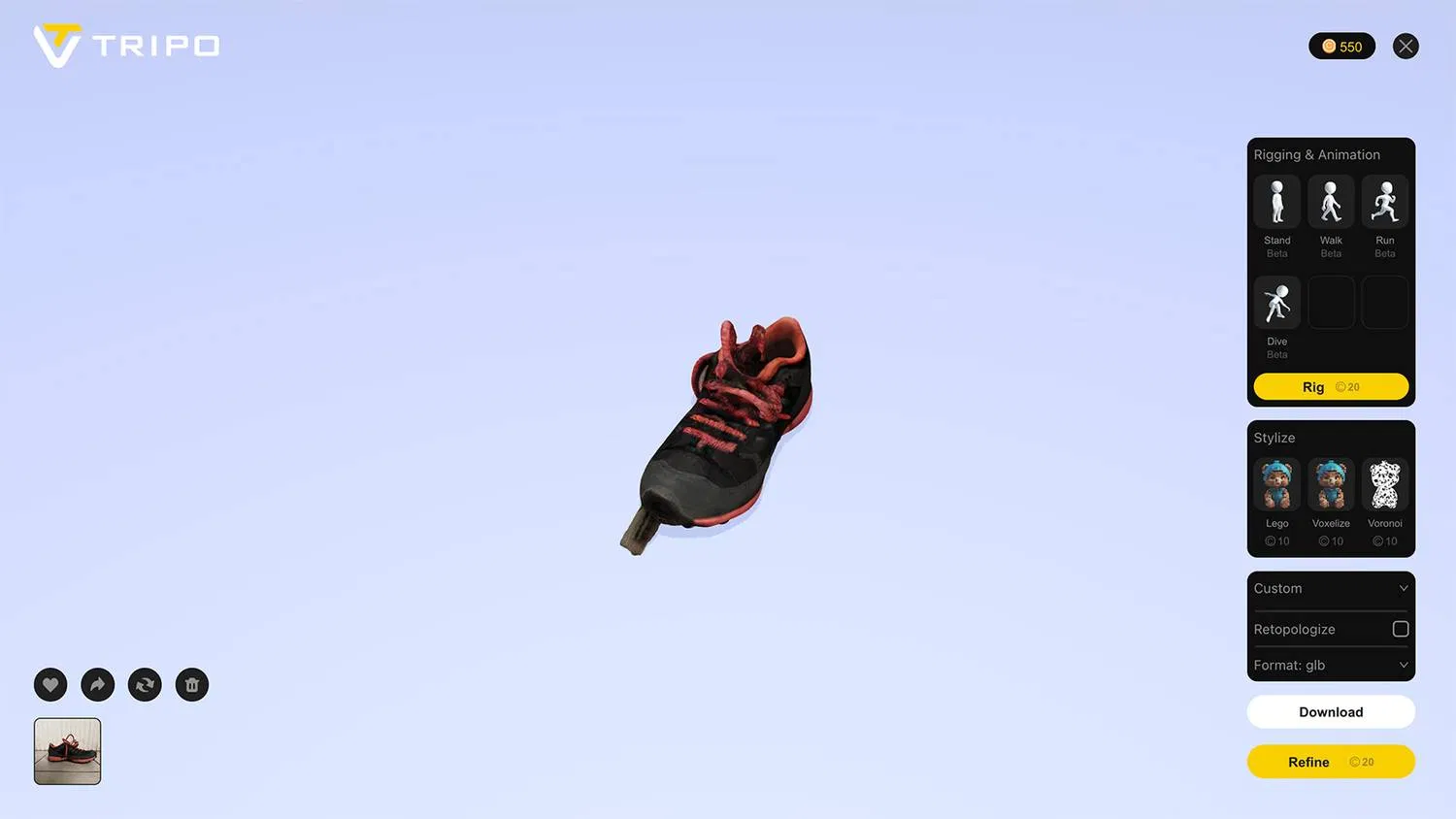 Tạo hình ảnh 3D với Tripo (Ảnh: Internet) Tạo hình ảnh 3D với Tripo (Ảnh: Internet)