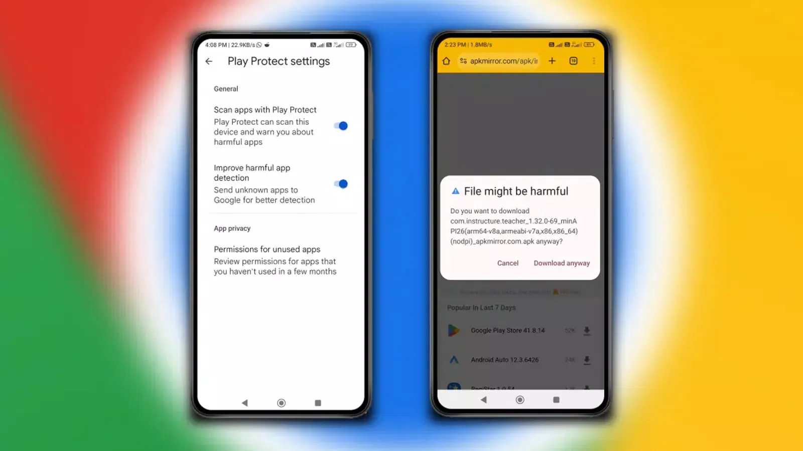 Khi dịch vụ Google Play Protect đã được kích hoạt trên thiết bị của bạn, Chrome sẽ tin tưởng vào kết quả phân tích của Play Protect và không hiển thị thêm bất kỳ cảnh báo nào nữa (Ảnh: Internet) Khi dịch vụ Google Play Protect đã được kích hoạt trên thiết bị của bạn, Chrome sẽ tin tưởng vào kết quả phân tích của Play Protect và không hiển thị thêm bất kỳ cảnh báo nào nữa (Ảnh: Internet)