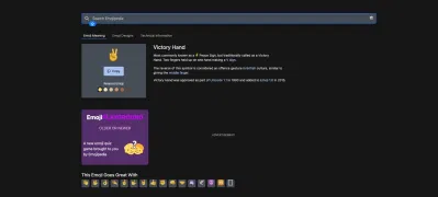 Biểu tượng bàn tay chiến thắng trên trang Emojipedia (Ảnh: Internet) Biểu tượng bàn tay chiến thắng trên trang Emojipedia (Ảnh: Internet)