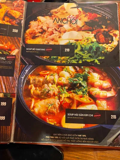 Menu của Xưởng Bia Restaurant (nguồn: BlogAnChoi)