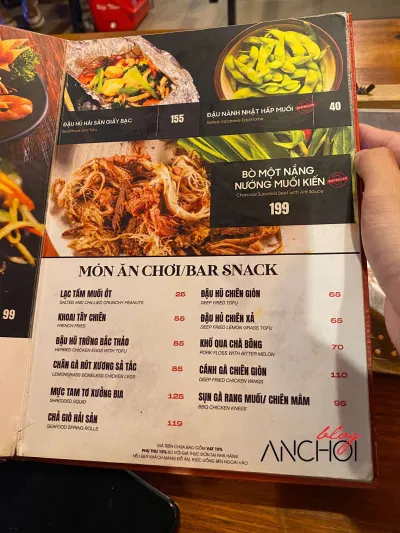 Menu của Xưởng Bia Restaurant (nguồn: BlogAnChoi)