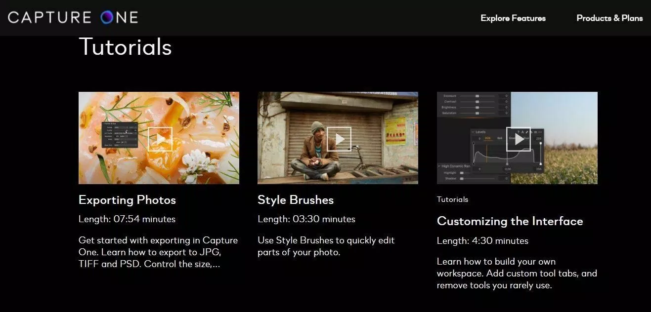 Trang hướng dẫn của Capture One (Ảnh: Internet) Trang hướng dẫn của Capture One (Ảnh: Internet)