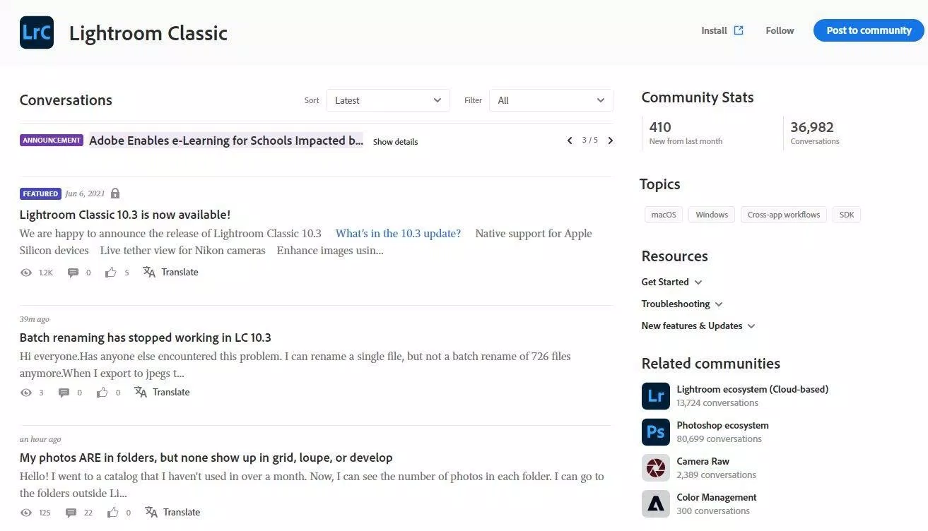 Diễn đàn Lightroom Classic (Ảnh: Internet) Diễn đàn Lightroom Classic (Ảnh: Internet)