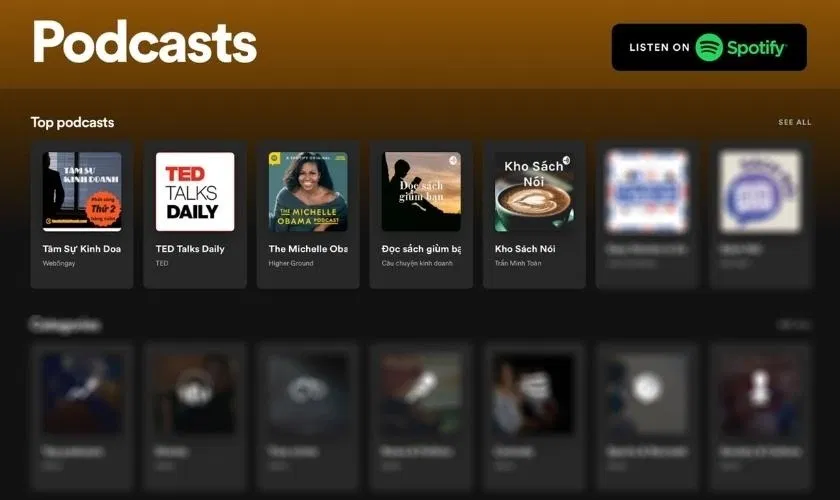 Nghe podcast bằng ứng dụng Spotify (Ảnh: Internet) Nghe podcast bằng ứng dụng Spotify (Ảnh: Internet)