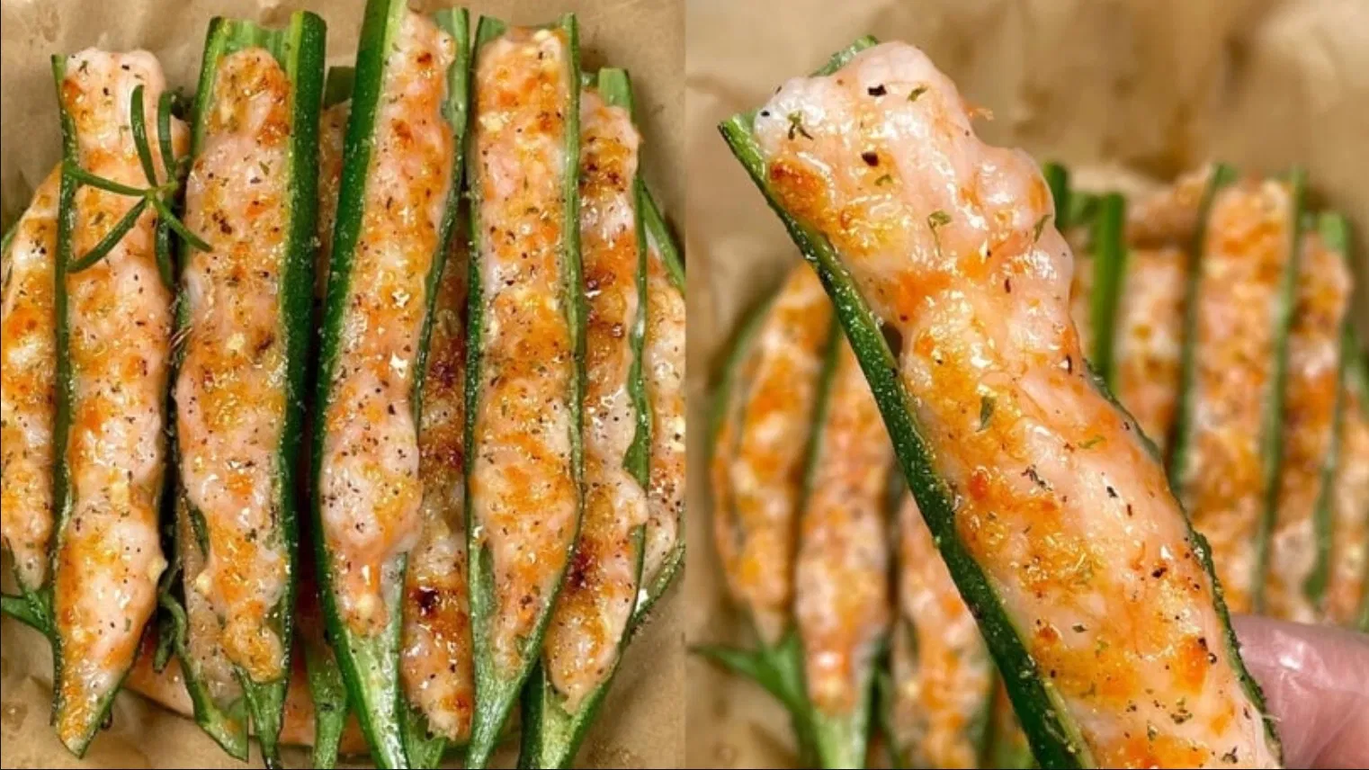 Công thức 6: Tôm nhồi đậu bắp (Ảnh: Internet)