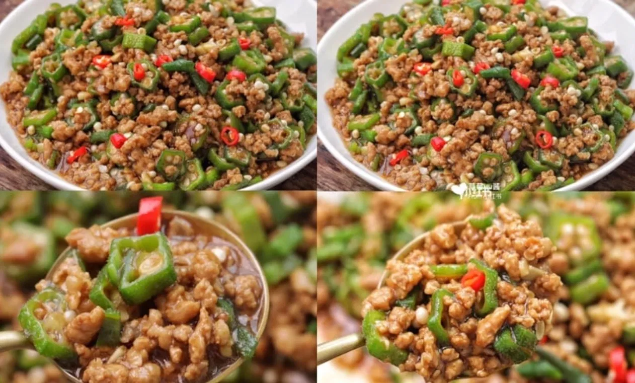 Công thức 8: Đậu bắp xào thịt bằm cực bắt cơm (Ảnh: Internet)