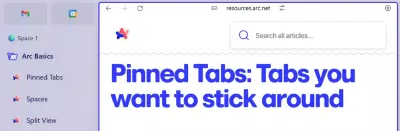 Tìm hiểu về các tab được ghim trong thanh bên của trình duyệt Arc (Ảnh: Internet) Tìm hiểu về các tab được ghim trong thanh bên của trình duyệt Arc (Ảnh: Internet)